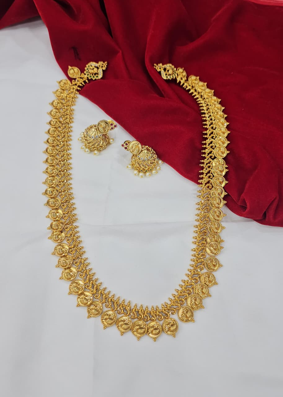 155 Laxmi Kasu Mala Gold Haram NeckSet - Image 1