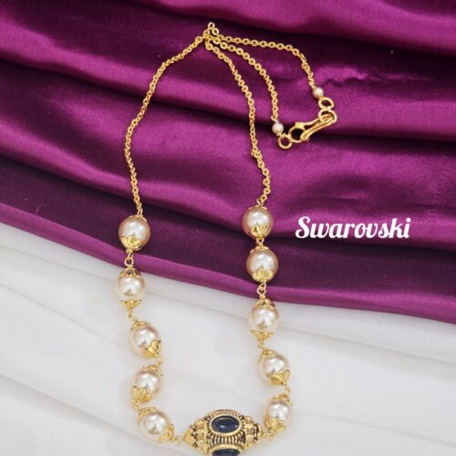 Handmade Swarovski Mala with black stone nakshi ball 399 free shipping