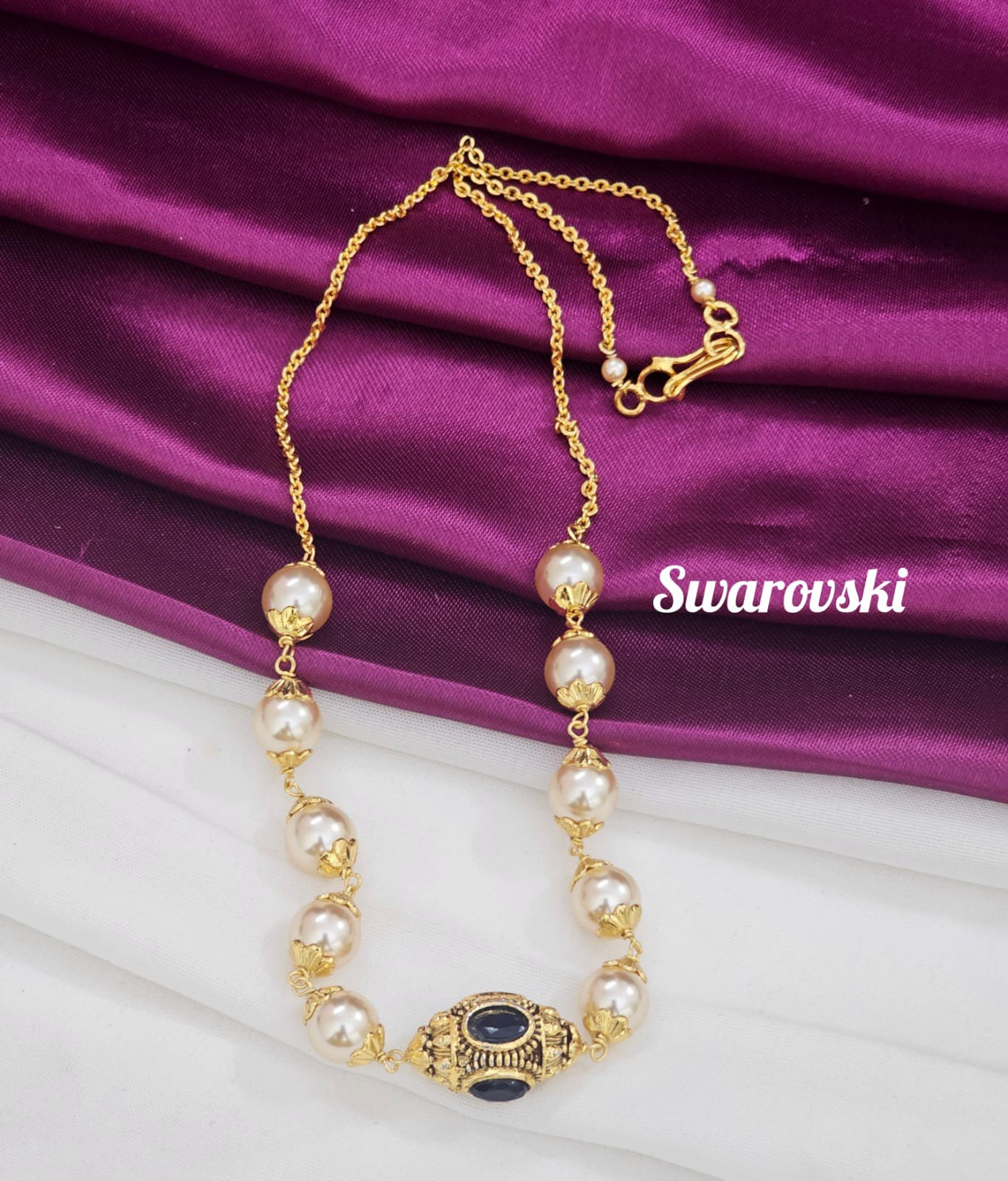 2025/11/1677873.jpg Handmade Swarovski Mala with black stone nakshi ball 399 free shipping - Image 1