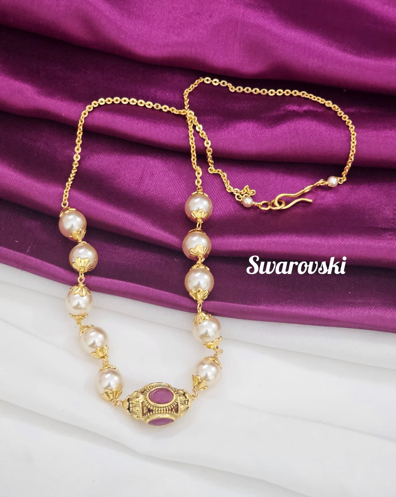 2025/11/1677883.jpg Handmade Swarovski Mala with pink stone nakshi ball 399 free shipping - Image 1