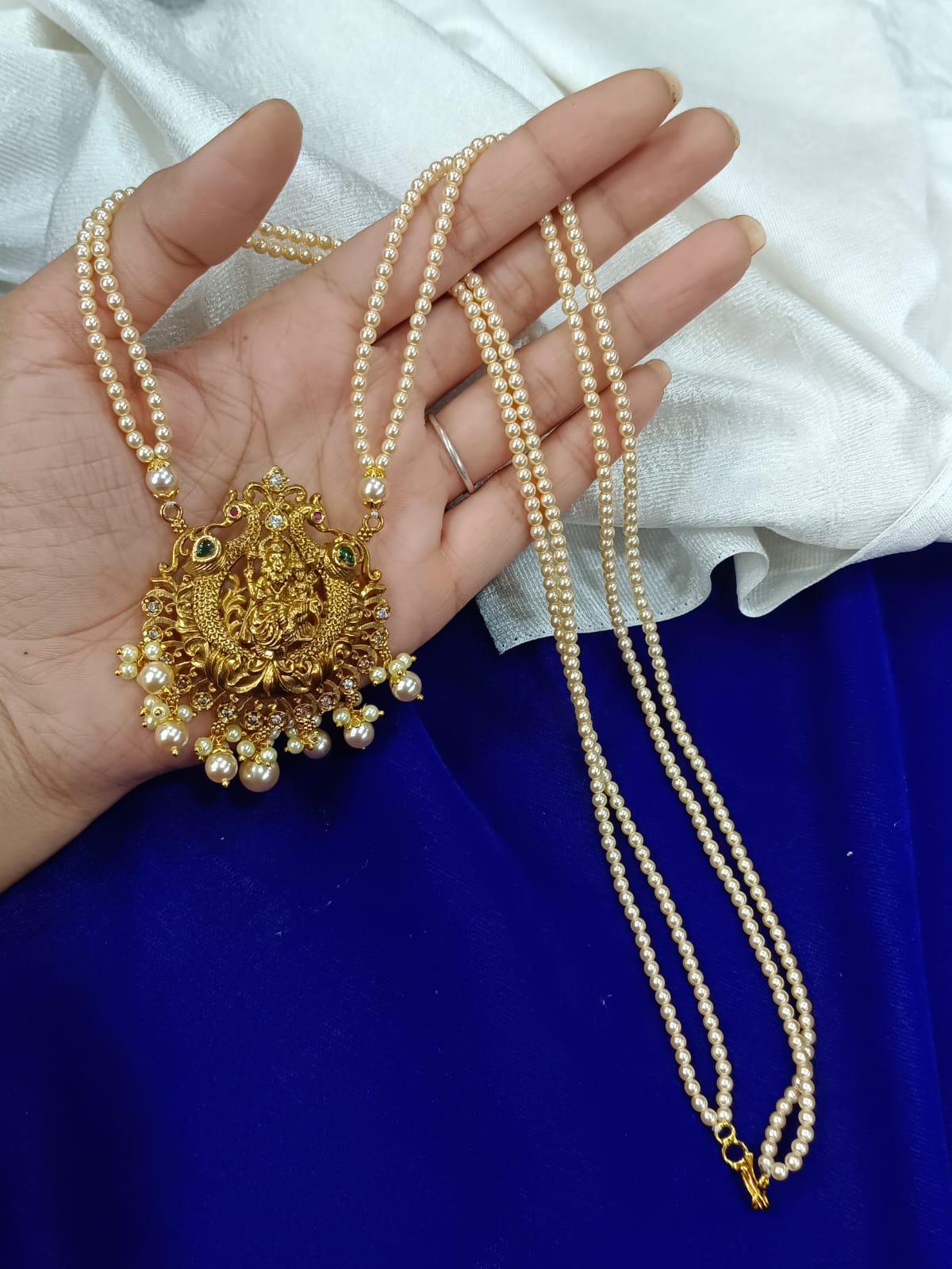 529 Handmade Swarovski Mala with Laxmi Narasimha Swamy locket just 1099 - Image 1