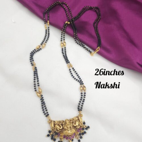 Long nakshi black beads 650 free shipping pink stone