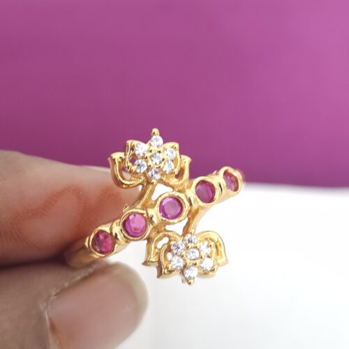 Adjustable  ring with kempu stone