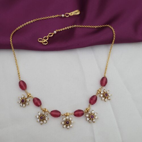 Pink czs with white stones handmade