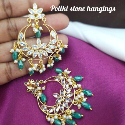 Polaki green stone hangings 14 carat replica 850 free shipping Copy