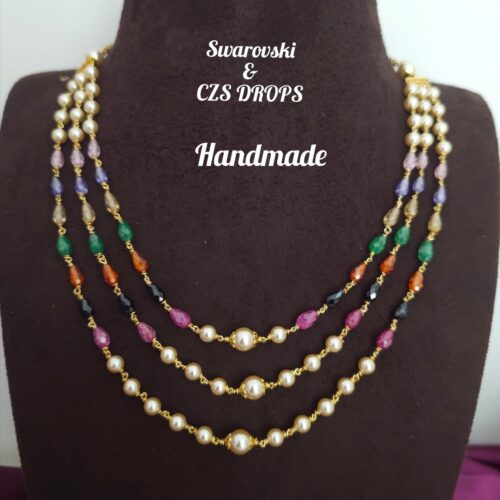 Handmade Swarovski and navaratna czs drops 1050 free shipping