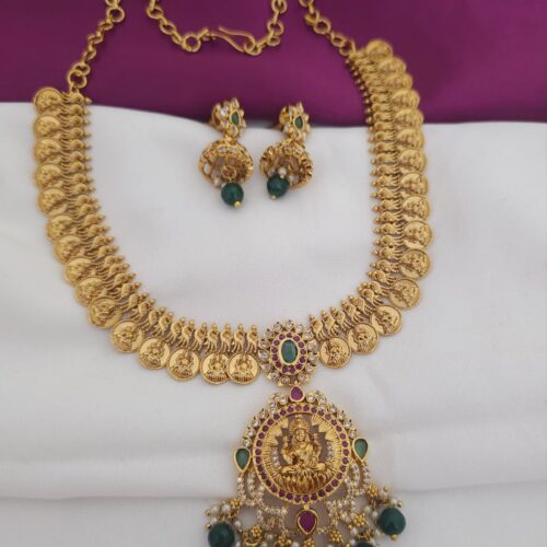 Antique nakshi neck set Kasu 1099 free shipping green beads