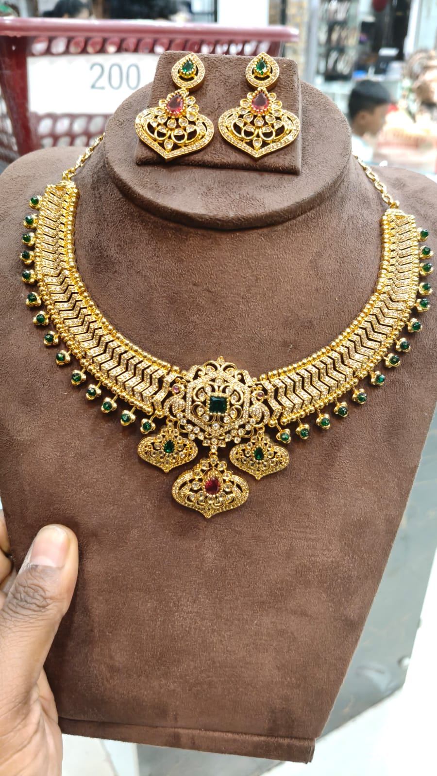 YYY Nakshi Green Stone neck set 1799 free - Image 1