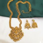 30 inches antique gold chandraharam with earrings