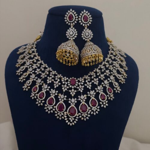 Dimond replica neck choker  pink stone 3350 free shipping