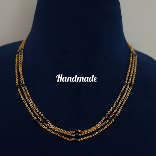 3 layer microplish chain  handmade
black diamonds