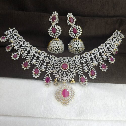 Dimond replica neck set 3350 free shipping pink stone
