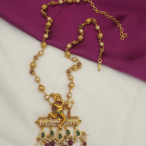 Krishna locket with chain antique nakshi 1099 free shipping