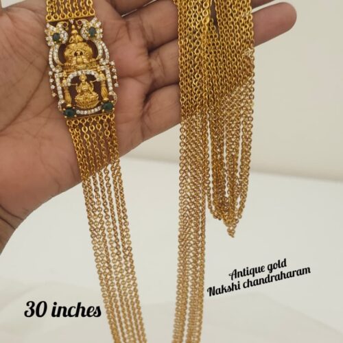 Antique gold green stonenakshi chandraharam 30 inches 899 free shipping