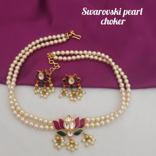 Swarovski pearl choker handmade 1250 free shipping