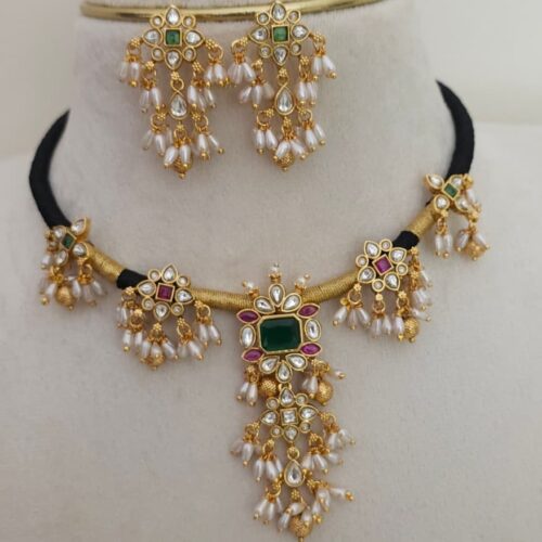 Black thread jewelry with kundan stones 1699 free shipping