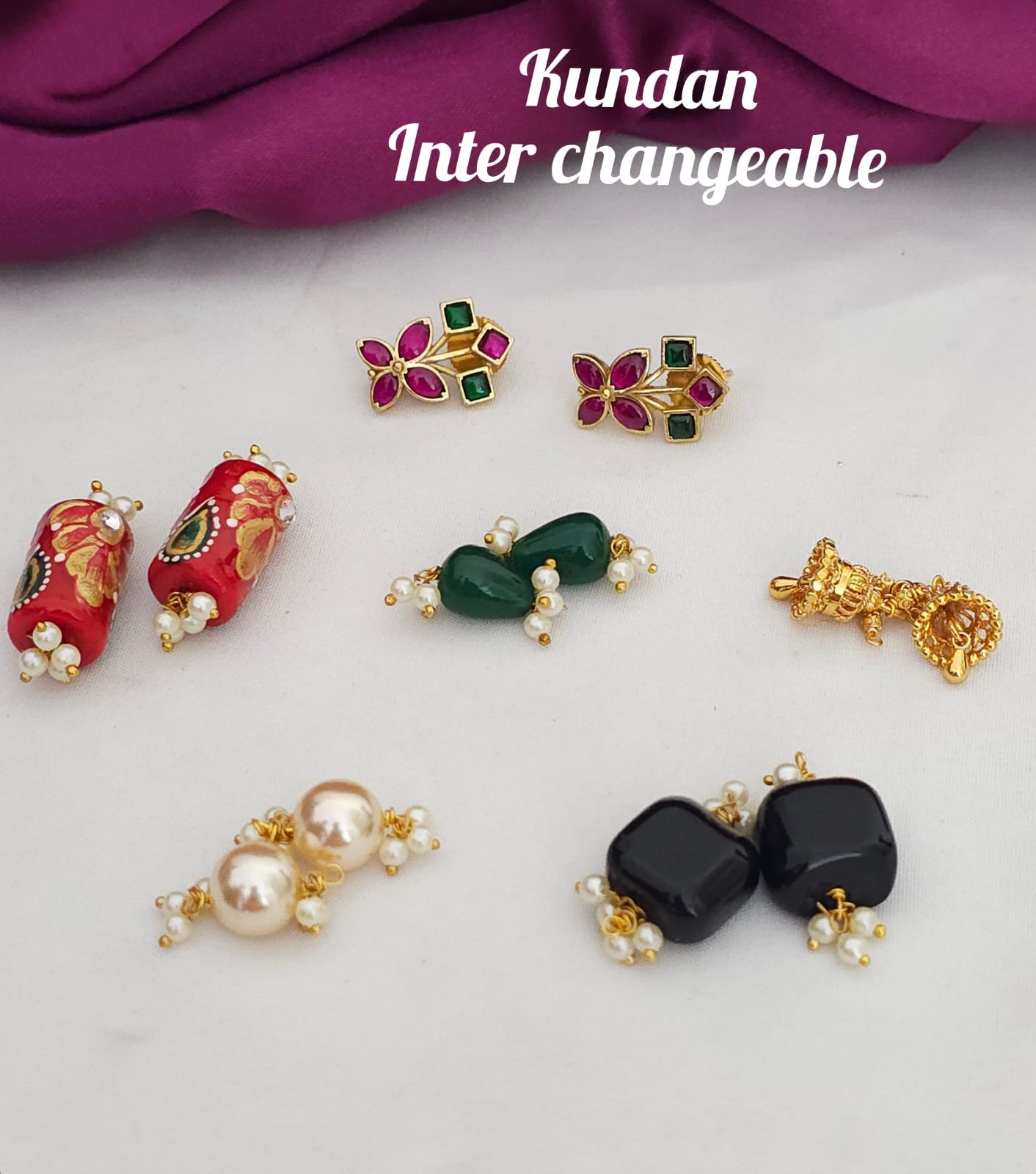 2026/02/2953038.jpg Kundan interchangeable studs with 5 pairs 799 free shipping - Image 1