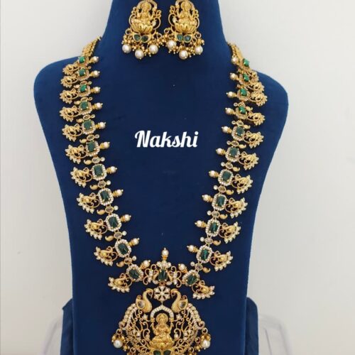 Long haram nakshi with green stone 3200 free shipping