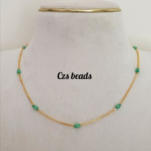 Real cz beads Mala with green colour 450 free shipping