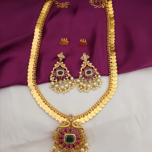 Long Kasu Haram with detachable locket multi pendant set 1399 free shipping