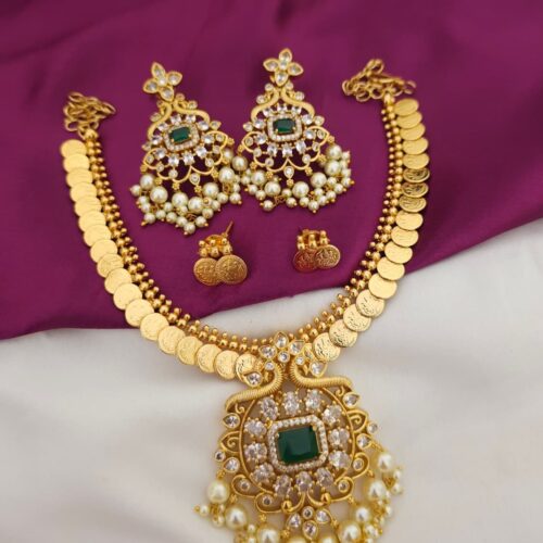 Kasu neck set with green pendant set detachable 1099 free shipping