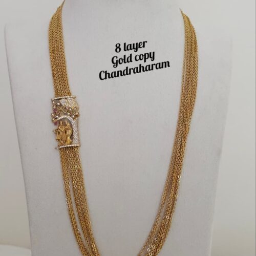 Gold copy 8 lines chandraharam 30 inches with radhakrishnan locket 950 free shipping