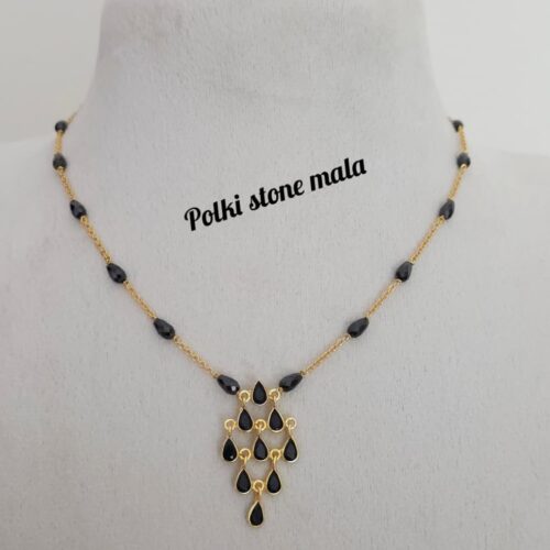 Polki stone Mala customized with czs drops black 550 free shipping