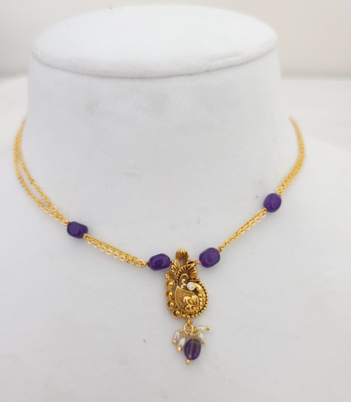 2026/03/1004514894.jpg Beautiful handmade purple beads Mala - Image 1