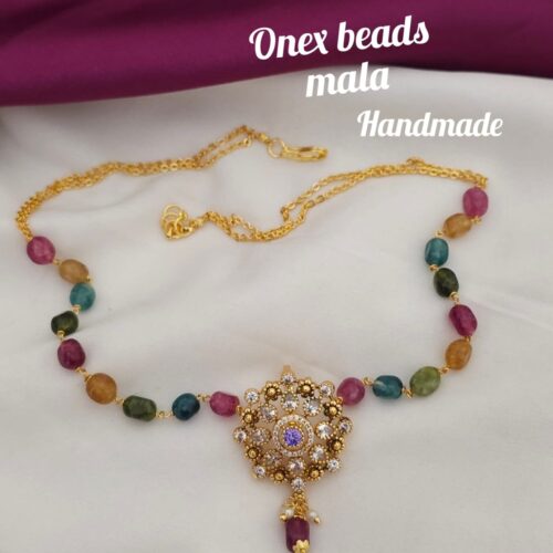 Multy color Onex beads Mala with uncut lockets 699 free shipping