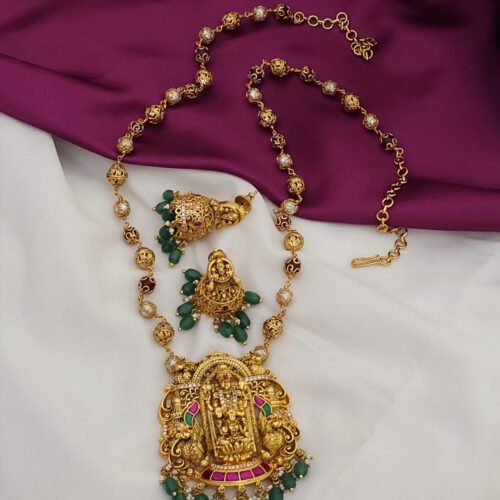 Laxmi venkateswara swamy locket Mala antique 2399 free shipping