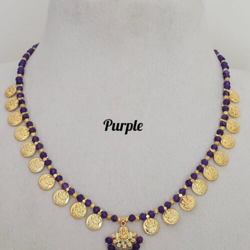 Purple beads Kasu Mala handmade 650 free shipping