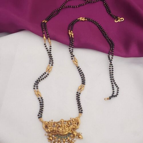 Laxmi ammavari 26 inches black beads with green stones 599 free shipping
