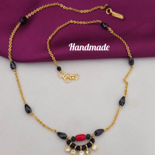 Handmade Black cz and polki Mala 550 free shipping
