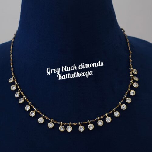 Hand made kattutheega grey black dimonds with polki drops 1099 free shipping