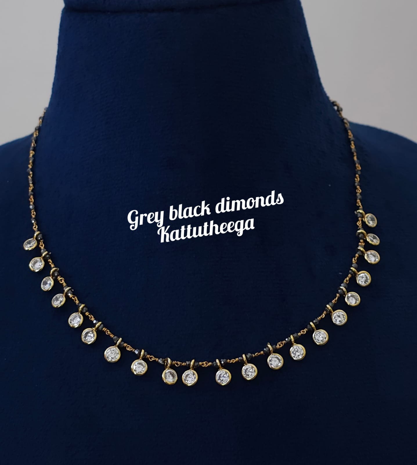 2026/03/IMG-20260319-WA0025.jpg Hand made kattutheega grey black dimonds with polki drops 1099 free shipping - Image 1