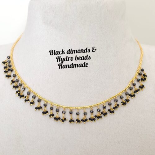 Handmad Mala with black dimonds and hydro beads Mala 699 free shipping