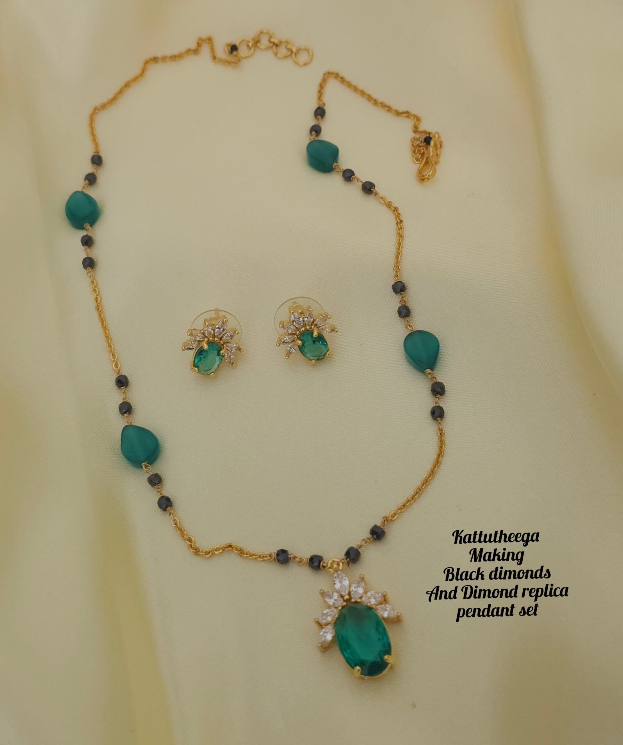 2026/03/IMG-20260323-WA0727-scaled.jpg Kattuthiga with black dimonds and Dimond replica pendant set 899 free shipping - Image 1
