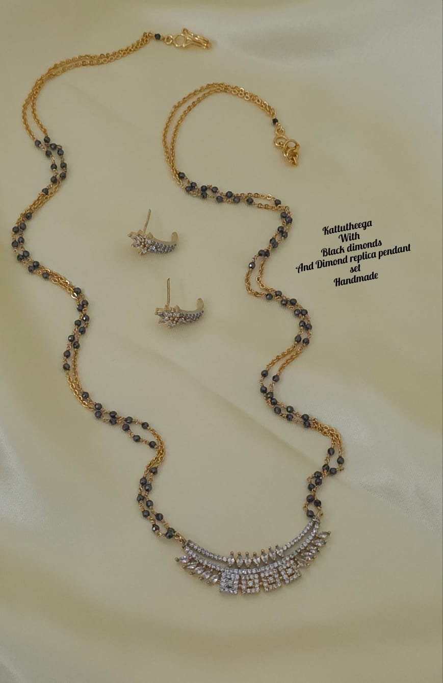 2026/03/IMG-20260323-WA0825.jpg Kattutheega long black beads customized with black dimonds and Dimond replica pendant set 1899 free shipping - Image 1