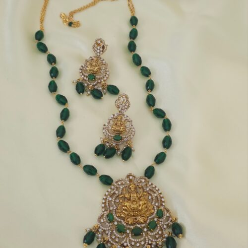 Handmade rani Haram with green cz drops 1899 free shipping