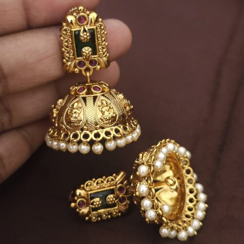 Gold copy Laxmi buttas green stone 599 free shipping
