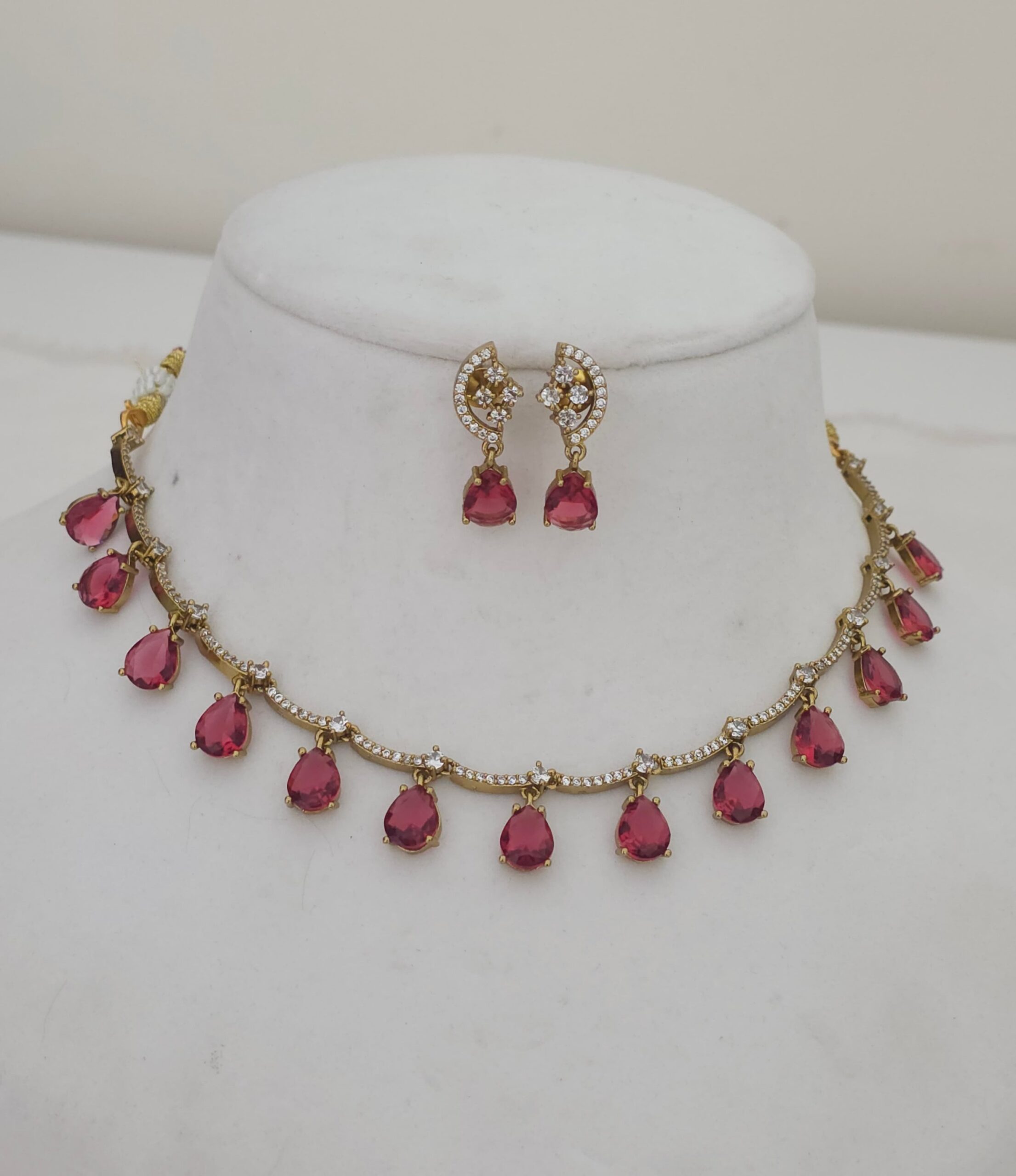 2026/04/IMG-20260407-WA0734-scaled.jpg Antique czs neck set with pink droplets 650 free shipping - Image 1