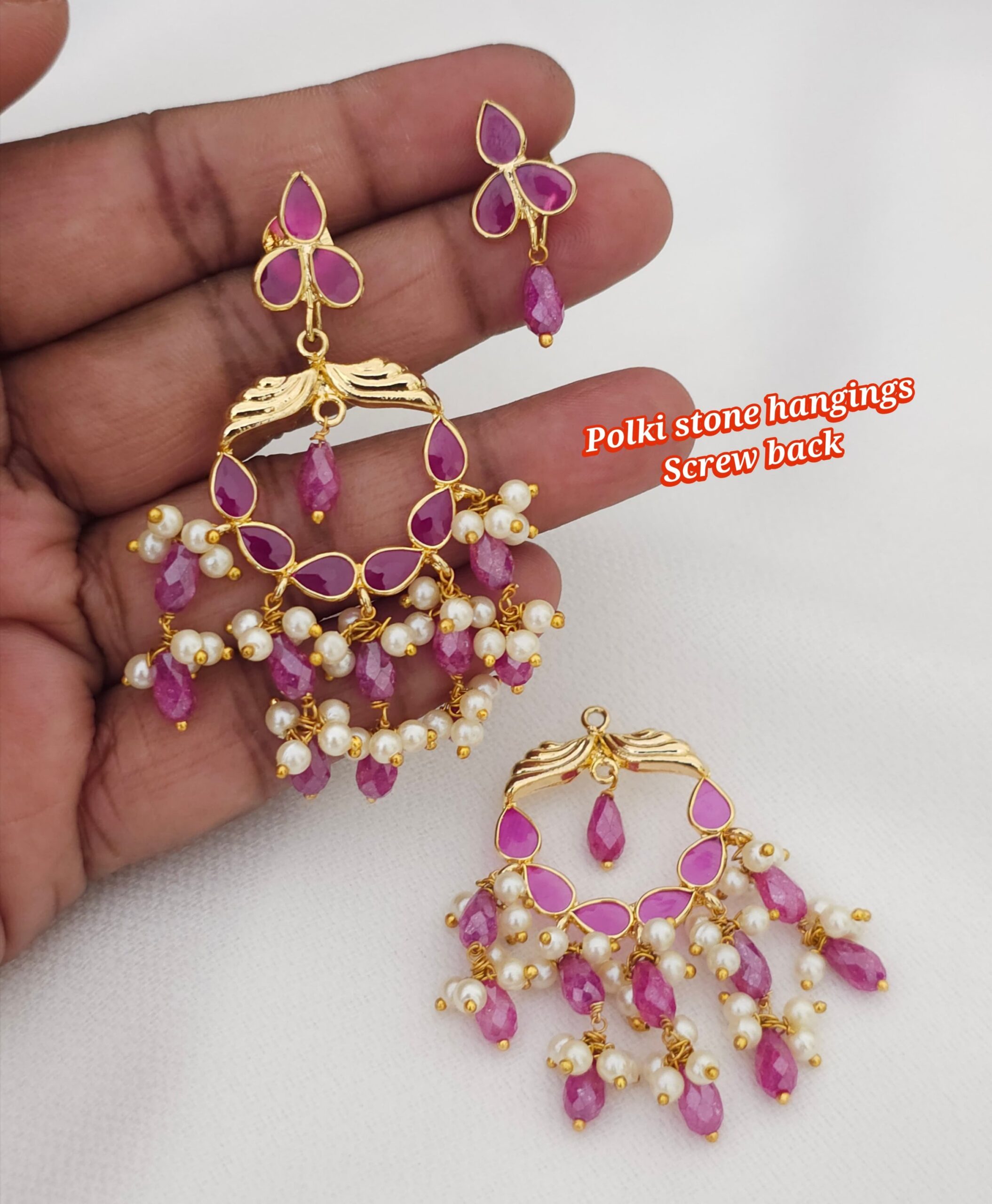 2026/04/IMG-20260409-WA0497-scaled.jpg Polki stone hangings customized with real cz beads 750 free shipping - Image 1