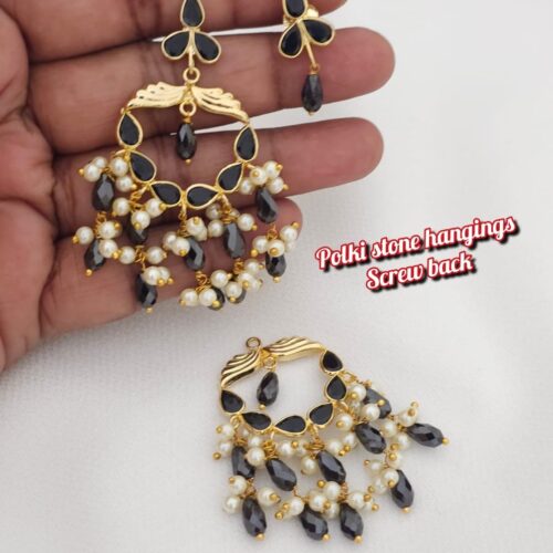 Polki stone hangings customized with real cz beads 750 free shipping