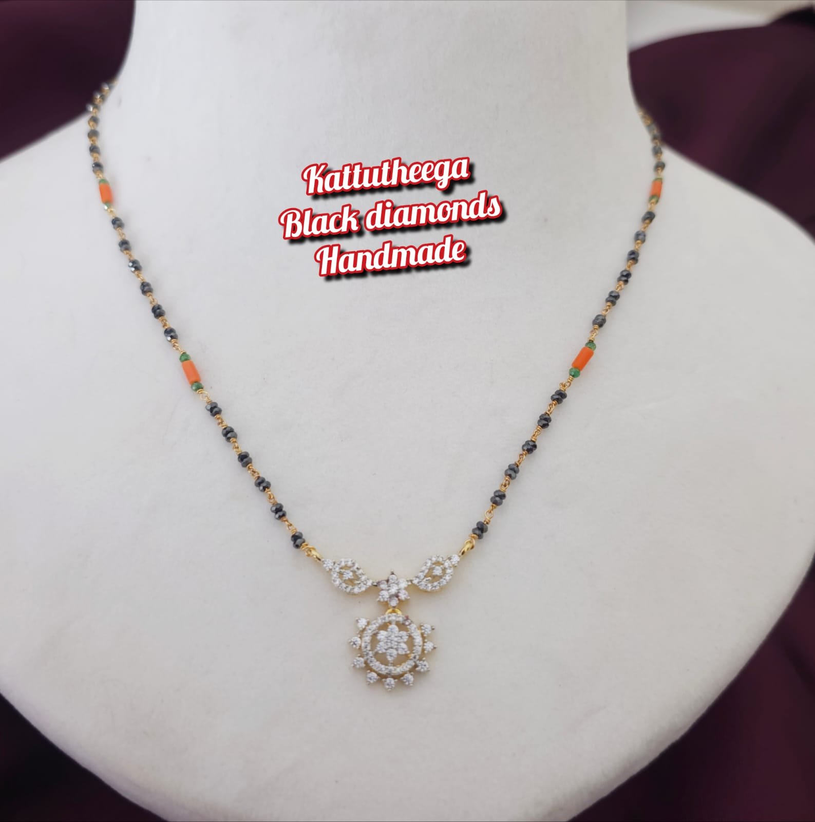 2026/04/IMG-20260409-WA0512.jpg Handmade kattutheega with black dimonds & Dimond replica locket 1299 free shipping - Image 1