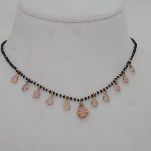 Black beads with pink stones 399 free shipping