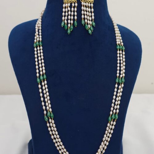 Rice pearl mala with eartops 1099 free shipping