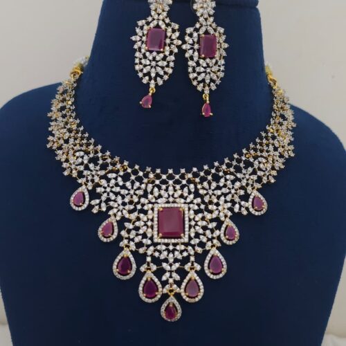 Dimond replica neck set pink stones 1899 free shipping