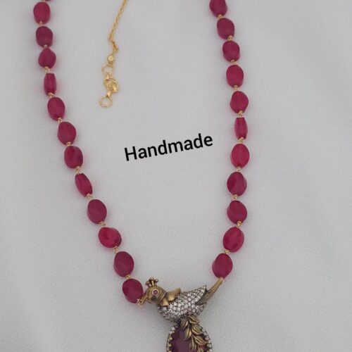 Czs beads with Victorian peacock locket mala 899 free shipping