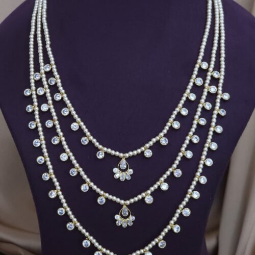 3 layer Swarovski polki drops white color mala handmade 1650 free shipping