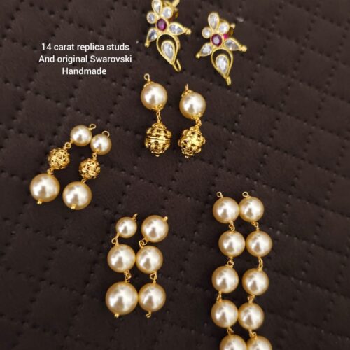 14karat polki studs and Swarovski combo hand made 890 free shipping